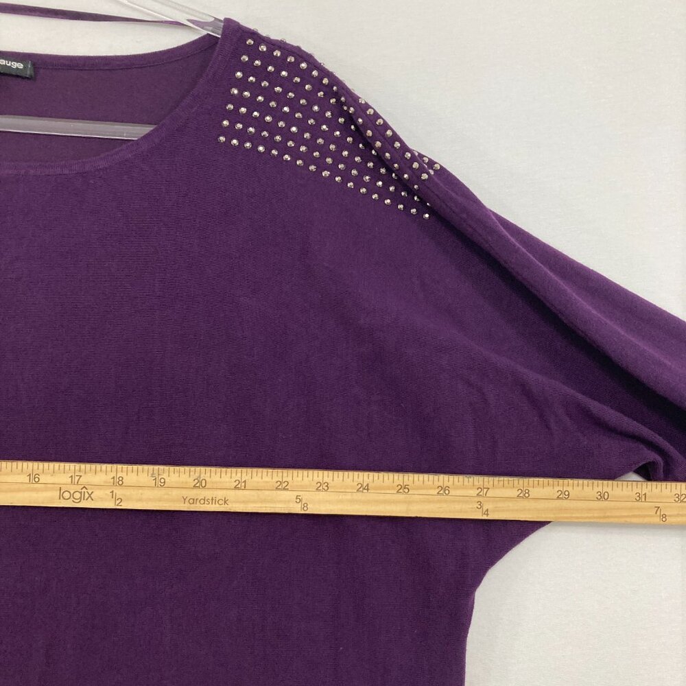 Cable & Gauge Sweater size 3X Purple Round Neck Soft Light Knit Embellished‎ - Picture 6 of 9